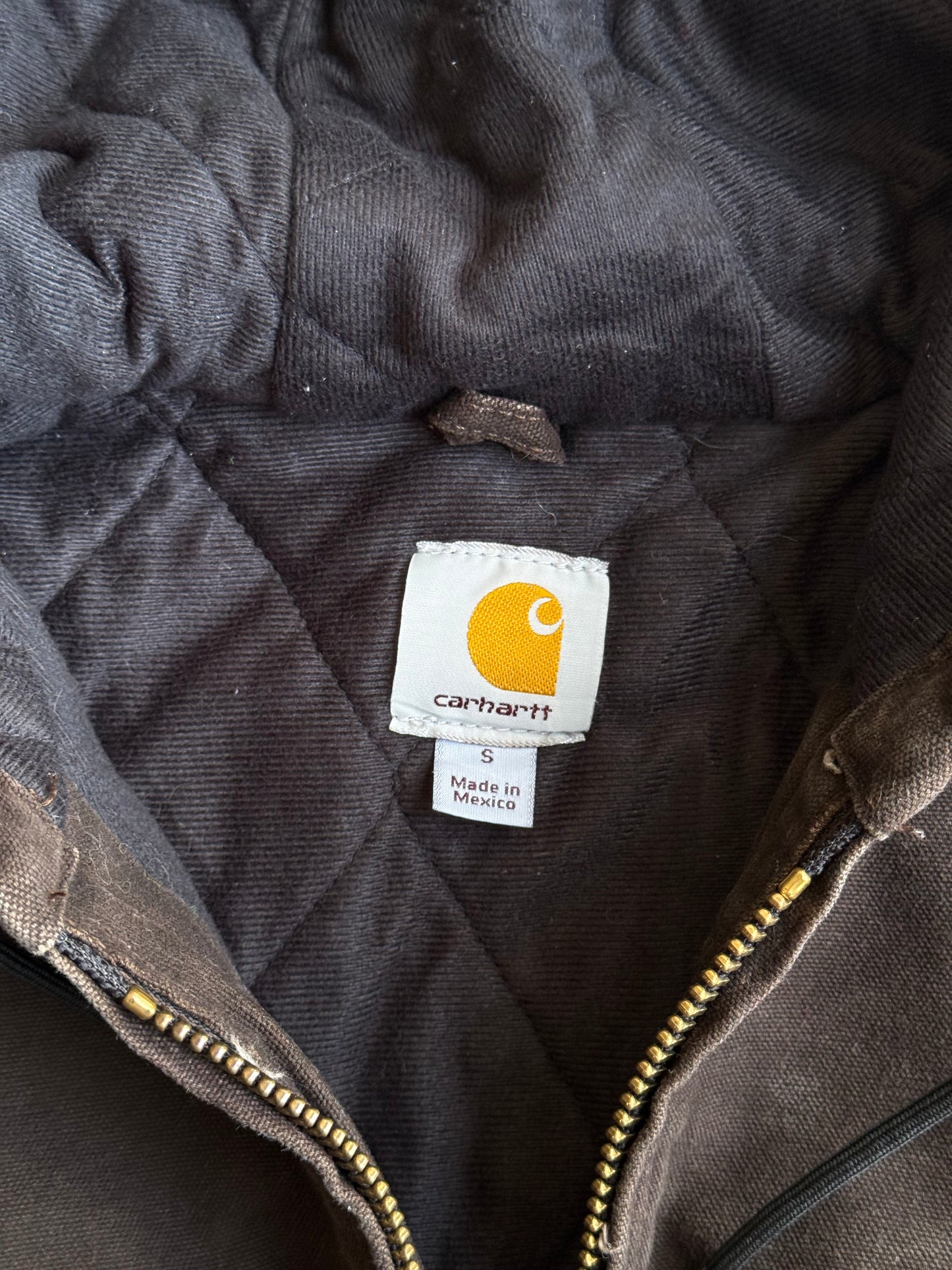 Vintage Brown Hooded Carhartt Jacket - S