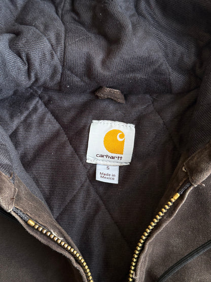 Vintage Brown Hooded Carhartt Jacket - S