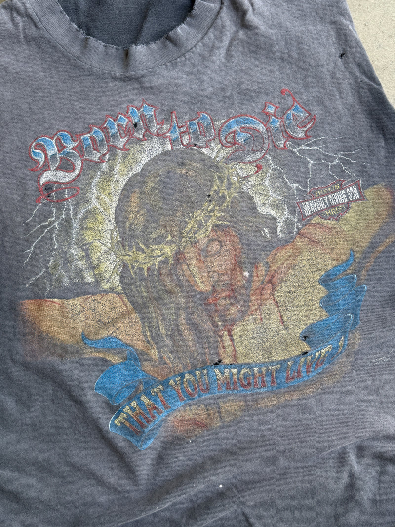 Vintage Faded/Distressed Jesus Cut Off Tee - XL