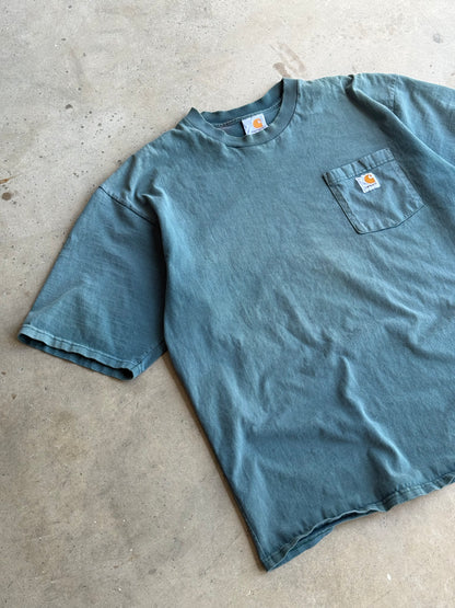 Vintage Faded Green 90s Carhartt Tee - L
