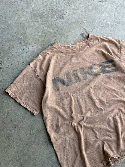 Vintage Brown Nike Spell Out Tee - L