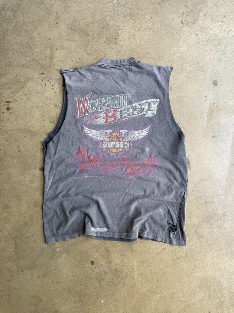 Vintage Faded/Distressed Jesus Cut Off Tee - XL