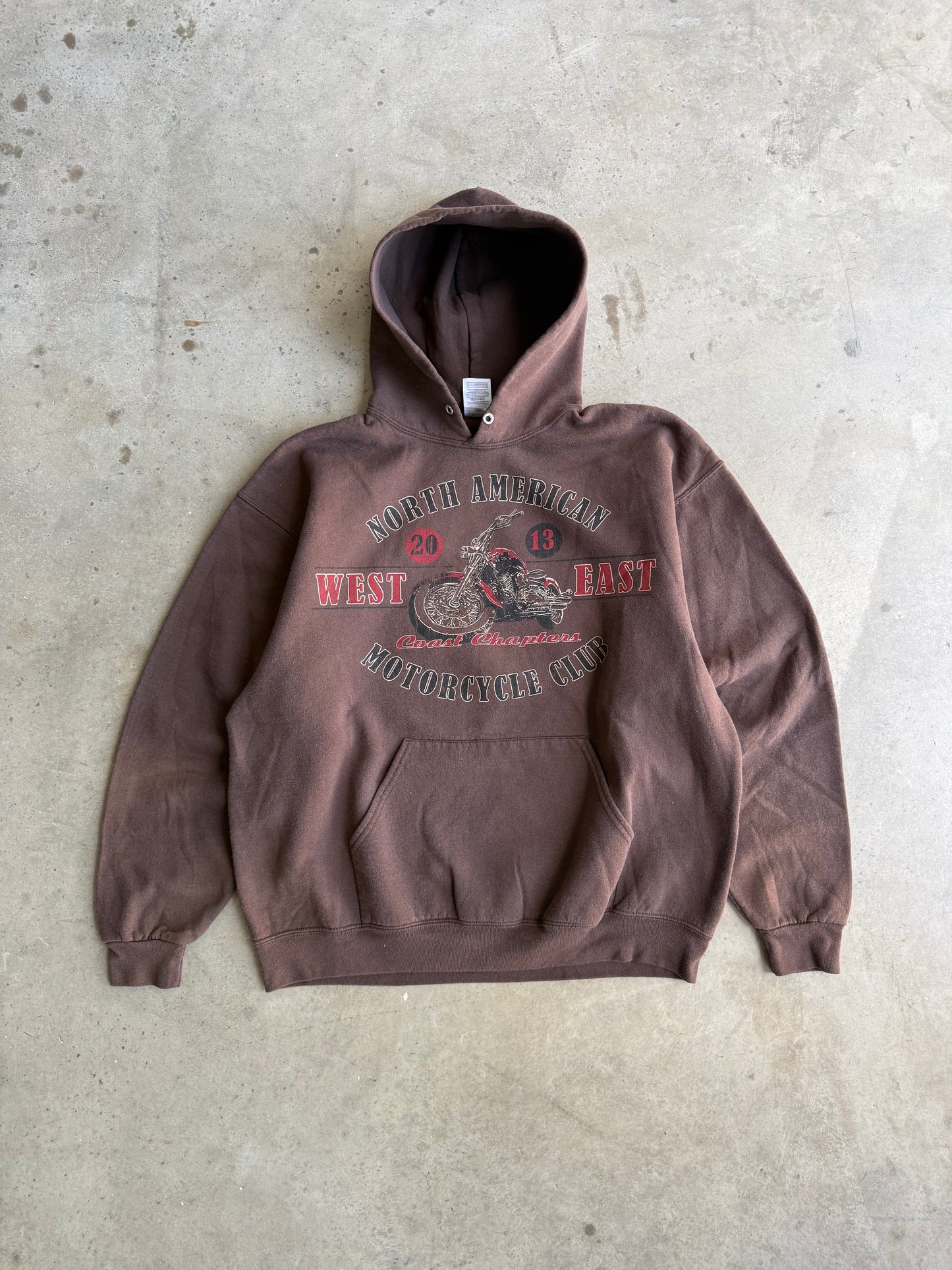Vintage Brown Biker Hoodie - L
