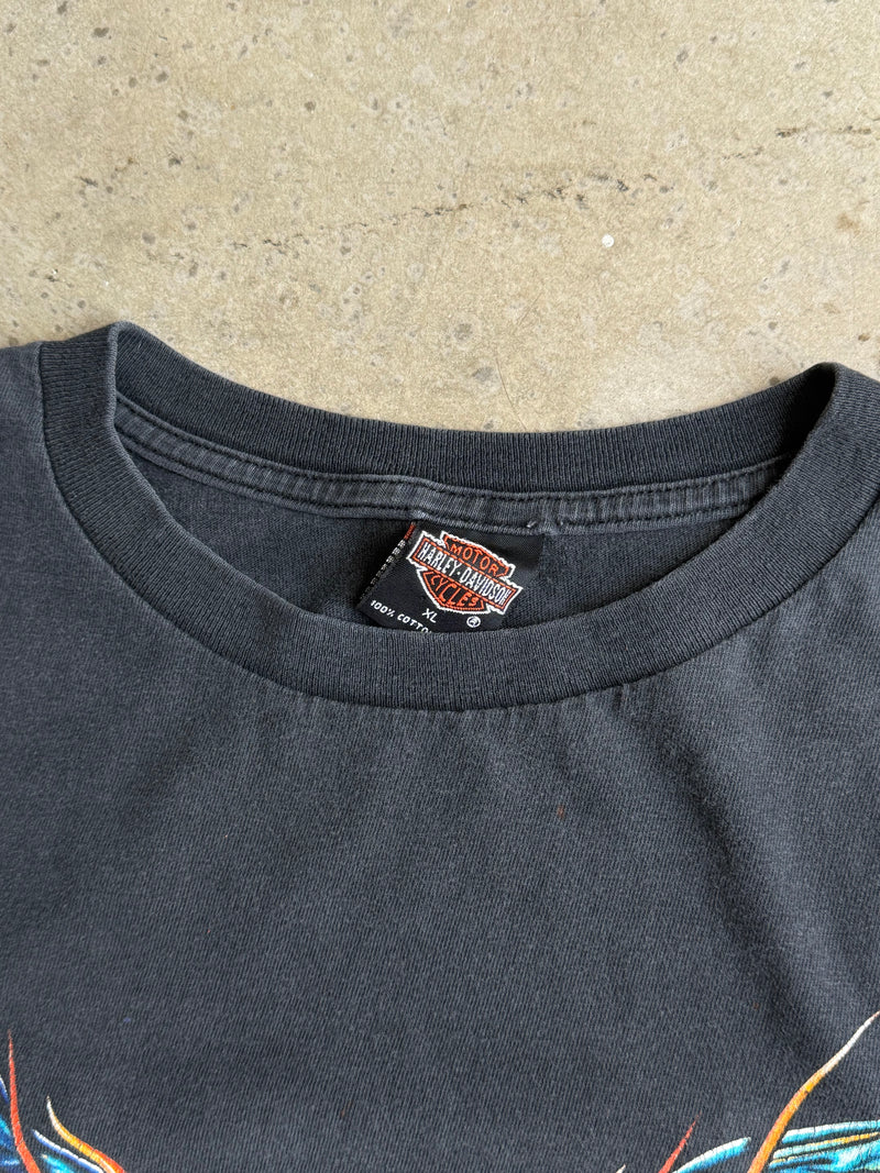 Vintage Harley Davidson Eagle Flame Sleeve Tee - XL