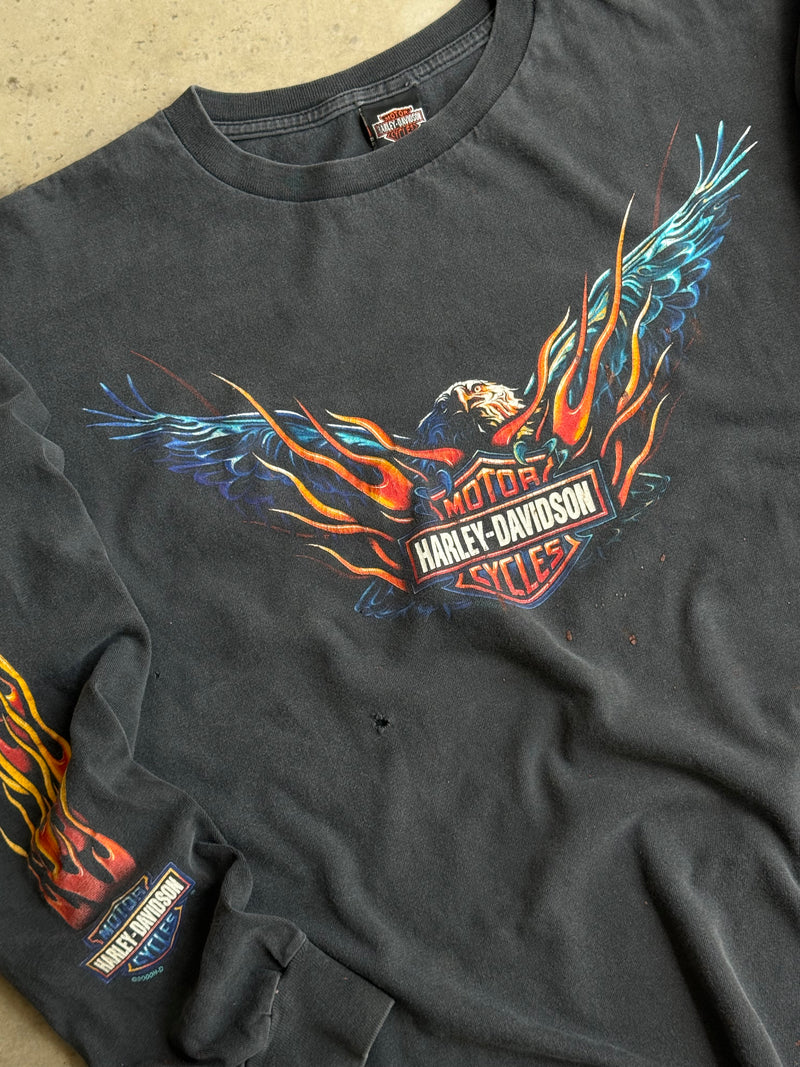 Vintage Harley Davidson Eagle Flame Sleeve Tee - XL