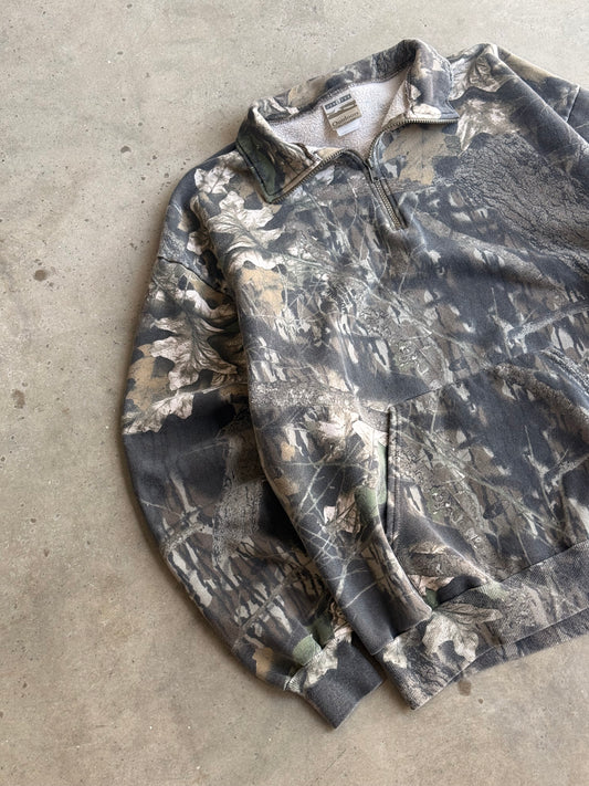 15 Vintage Faded Camo Quarter Zip Crew - XL