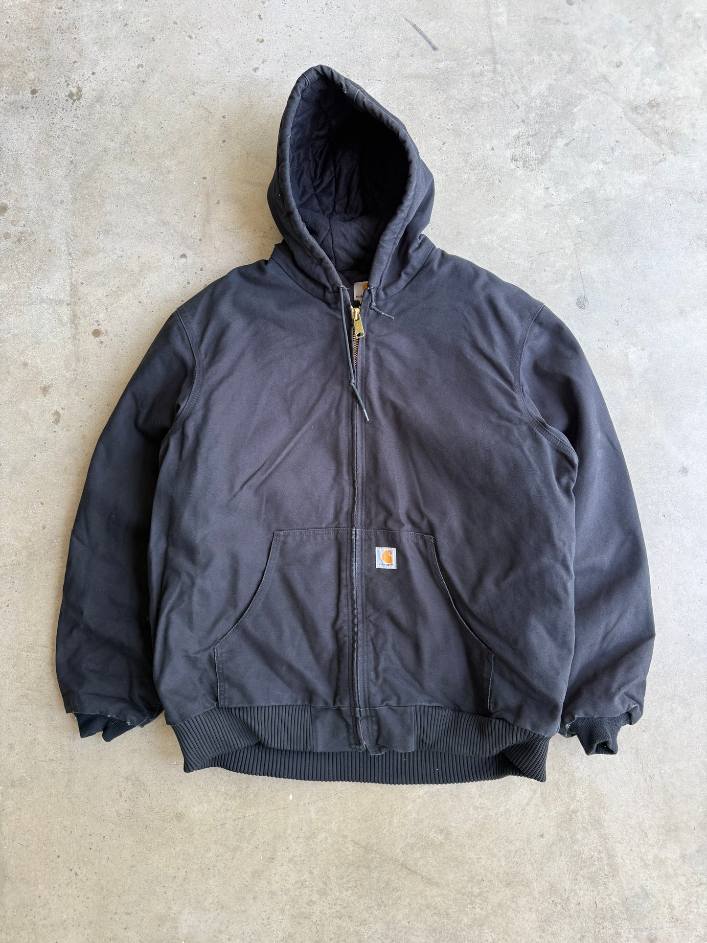 Vintage Black Hooded Carhartt Jacket - XL