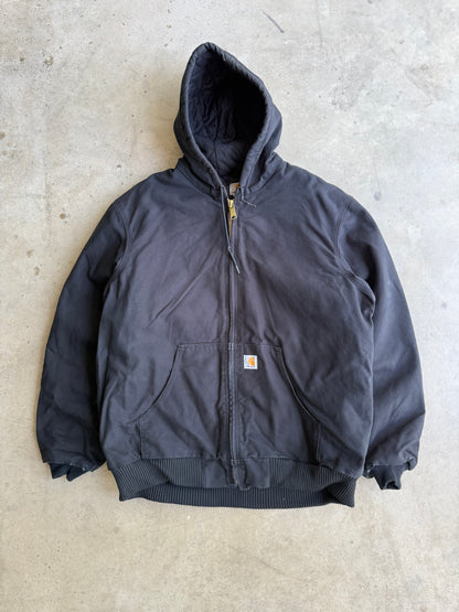 Vintage Black Hooded Carhartt Jacket - XL