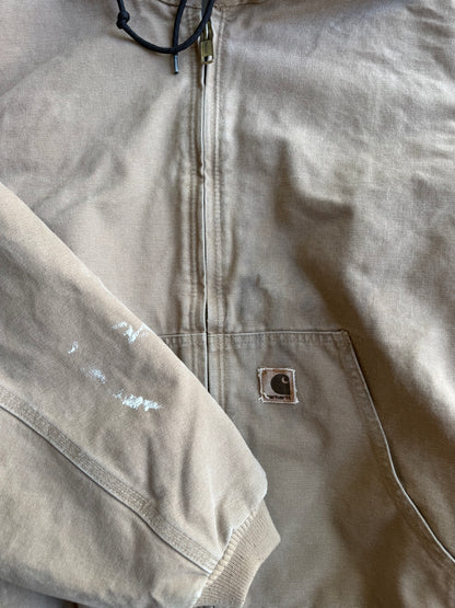 Vintage Tan Hooded Carhartt Jacket -XL