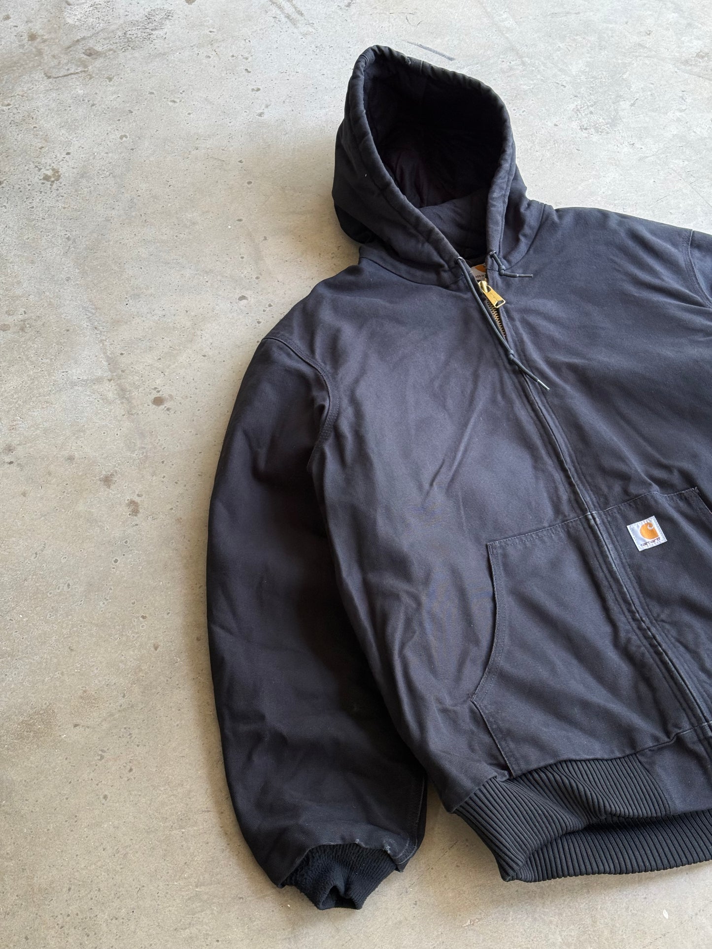 Vintage Black Hooded Carhartt Jacket - XL