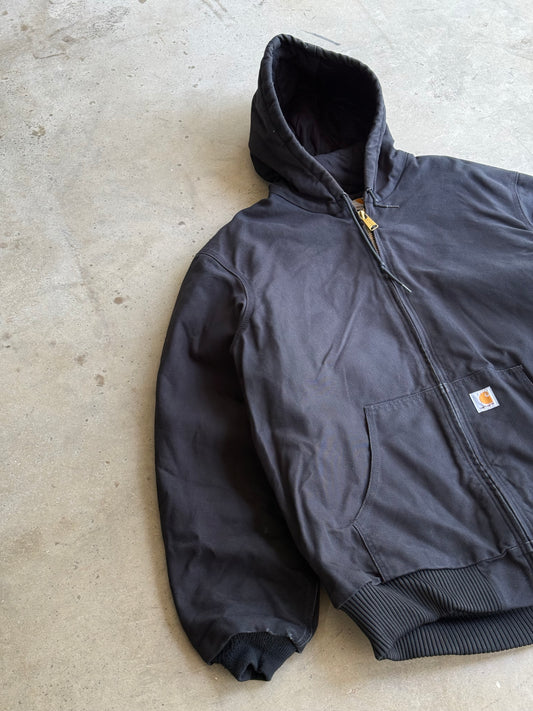 Vintage Black Hooded Carhartt Jacket - XL