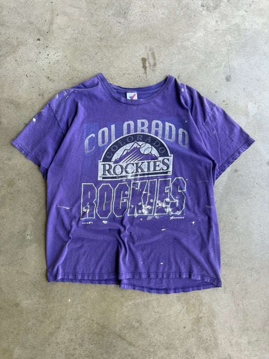 Vintage Faded & Distressed Colorado Rockies Tee - XL