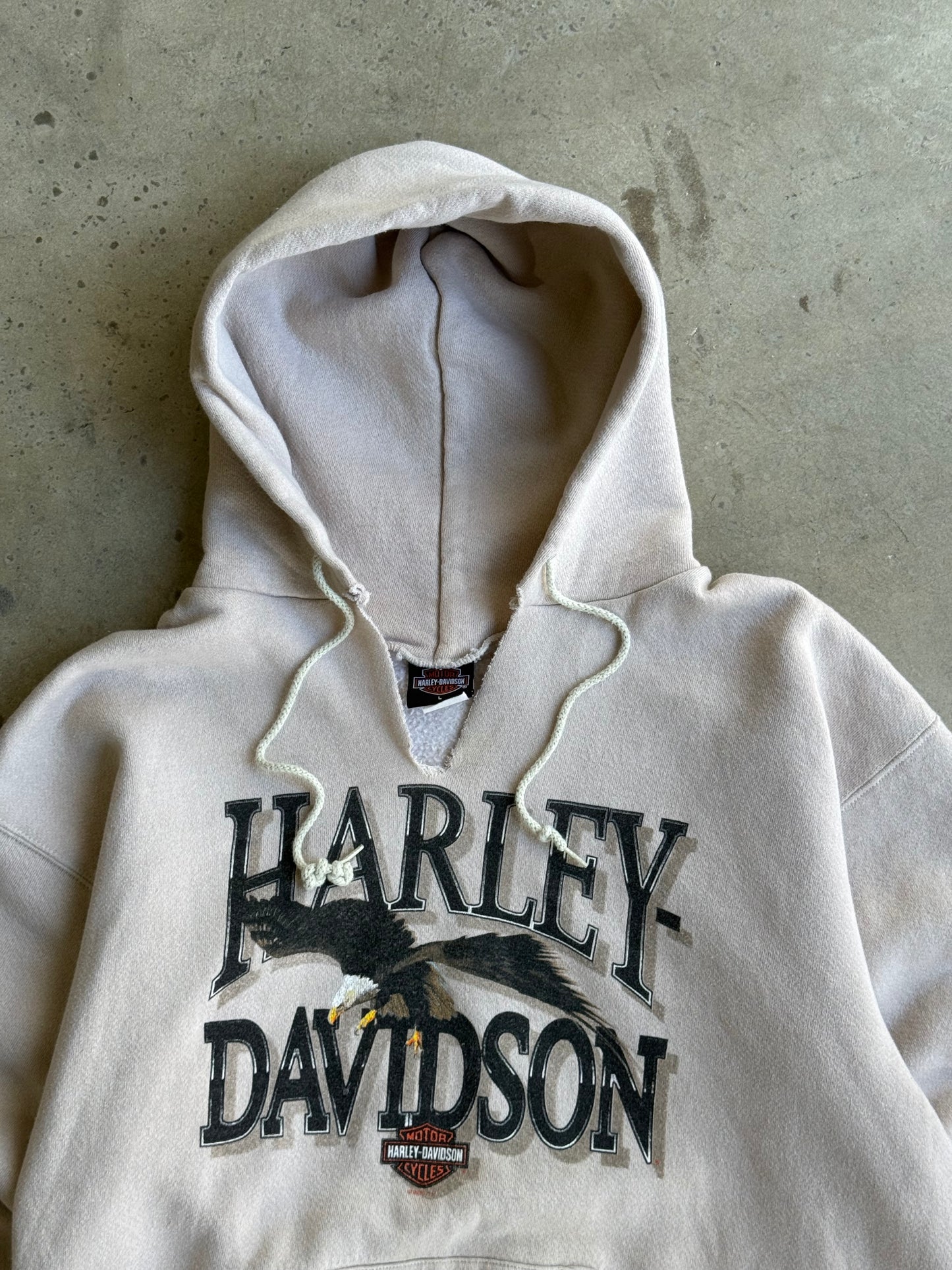 Vintage Hemless Harley Davidson Eagle Hoodie - L