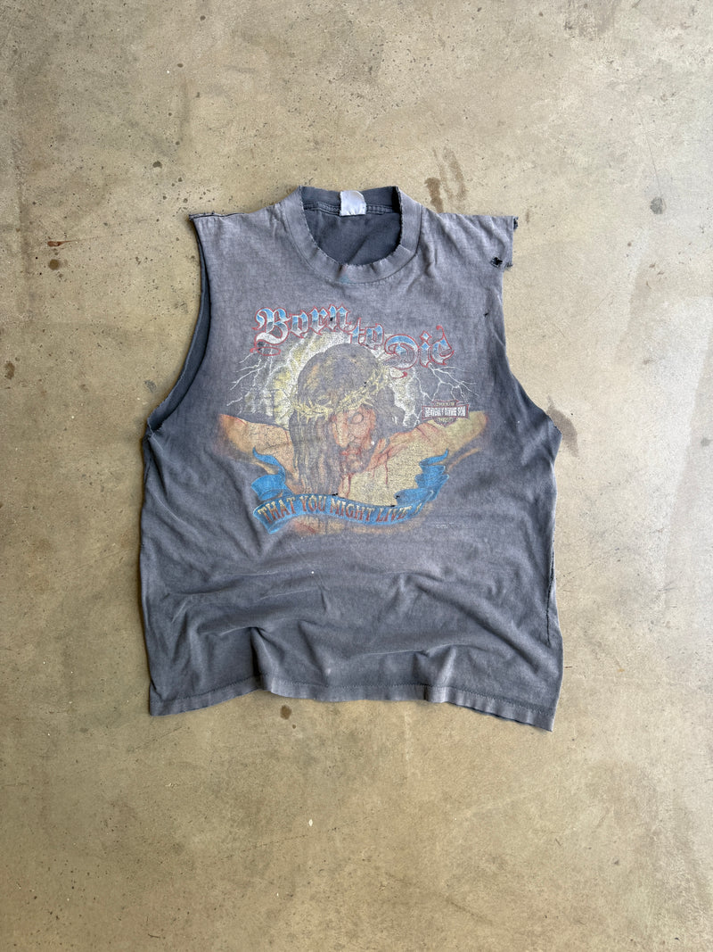 Vintage Faded/Distressed Jesus Cut Off Tee - XL