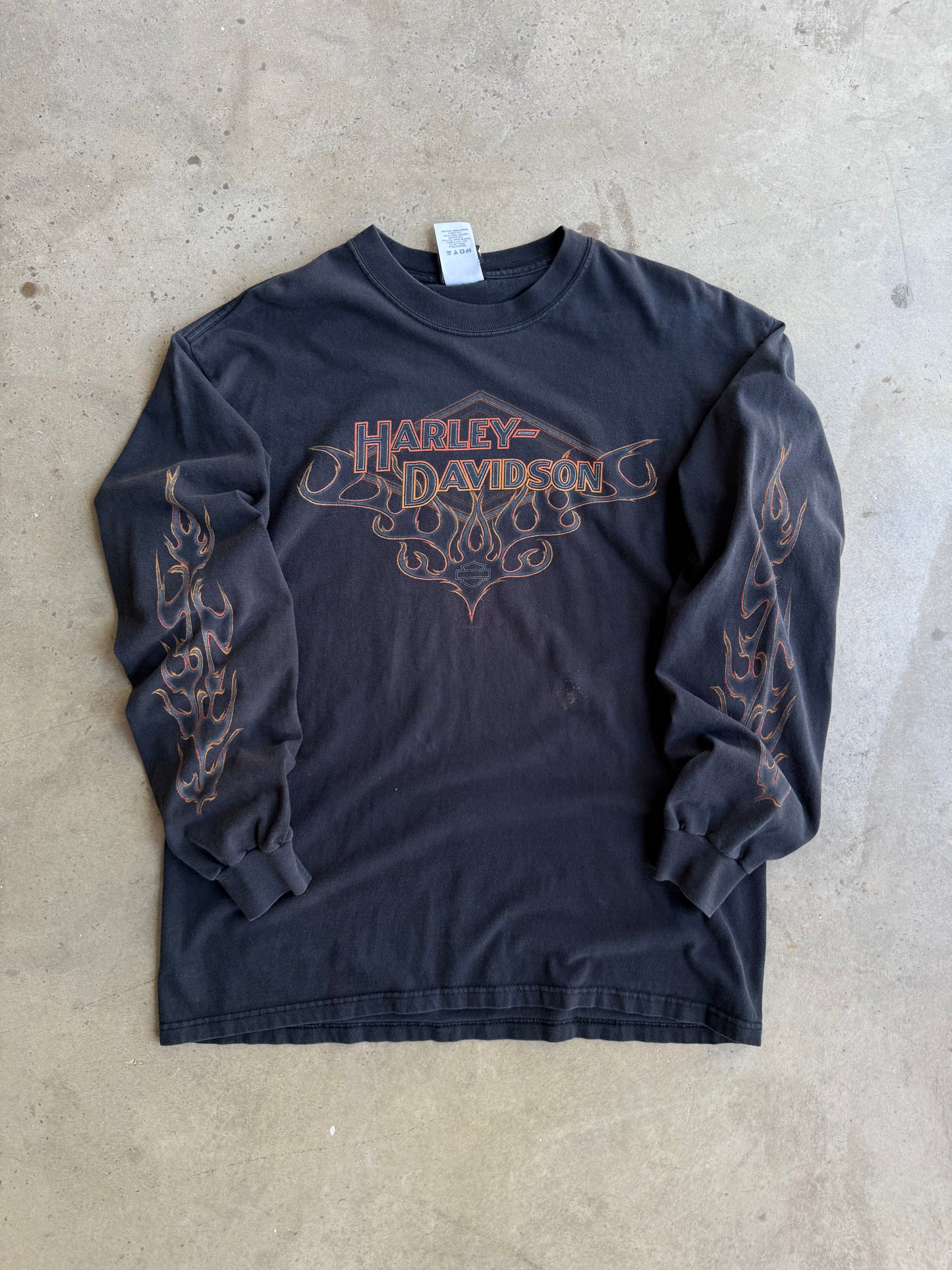 Vintage Flame Harley Davidson Long Sleeve Tee L
