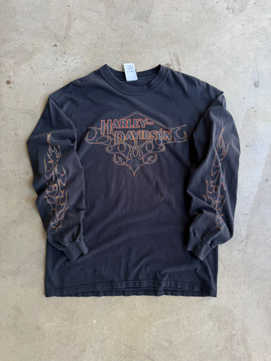 Vintage Flame Harley Davidson Long Sleeve Tee L