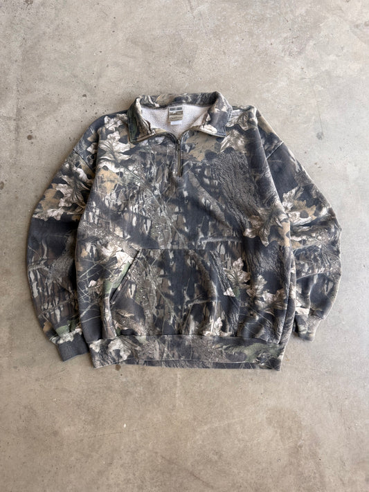 15 Vintage Faded Camo Quarter Zip Crew - XL