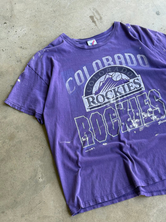 Vintage Faded & Distressed Colorado Rockies Tee - XL