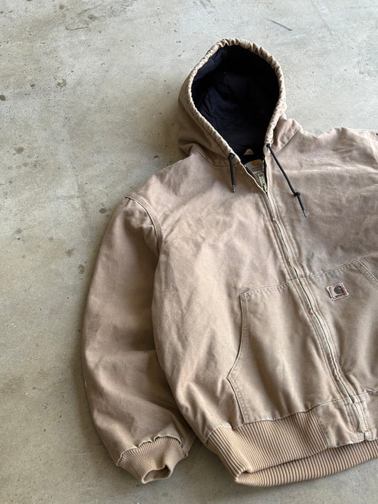 Vintage Tan Hooded Carhartt Jacket -XL