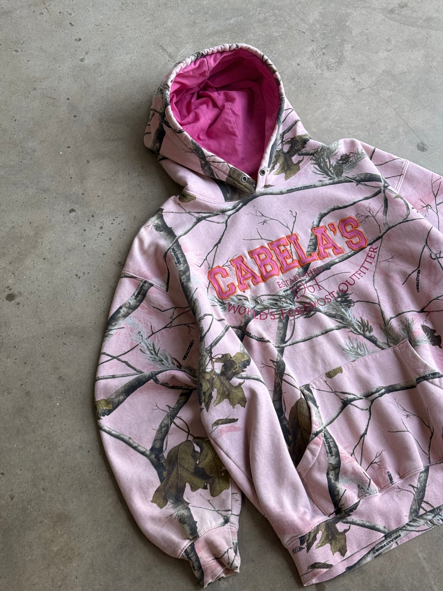 Vintage Pink Cabellas Camo Hoodie - XL