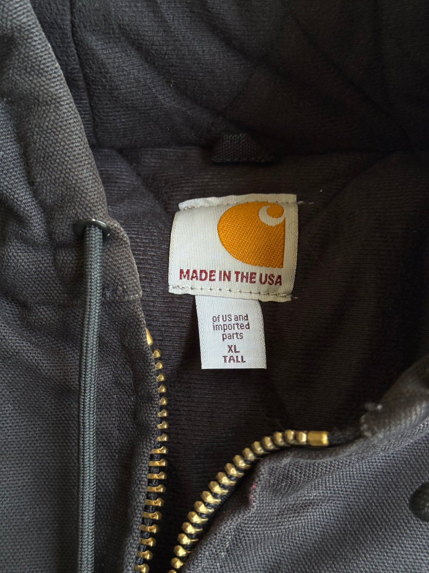 Vintage Black Hooded Carhartt Jacket - XL