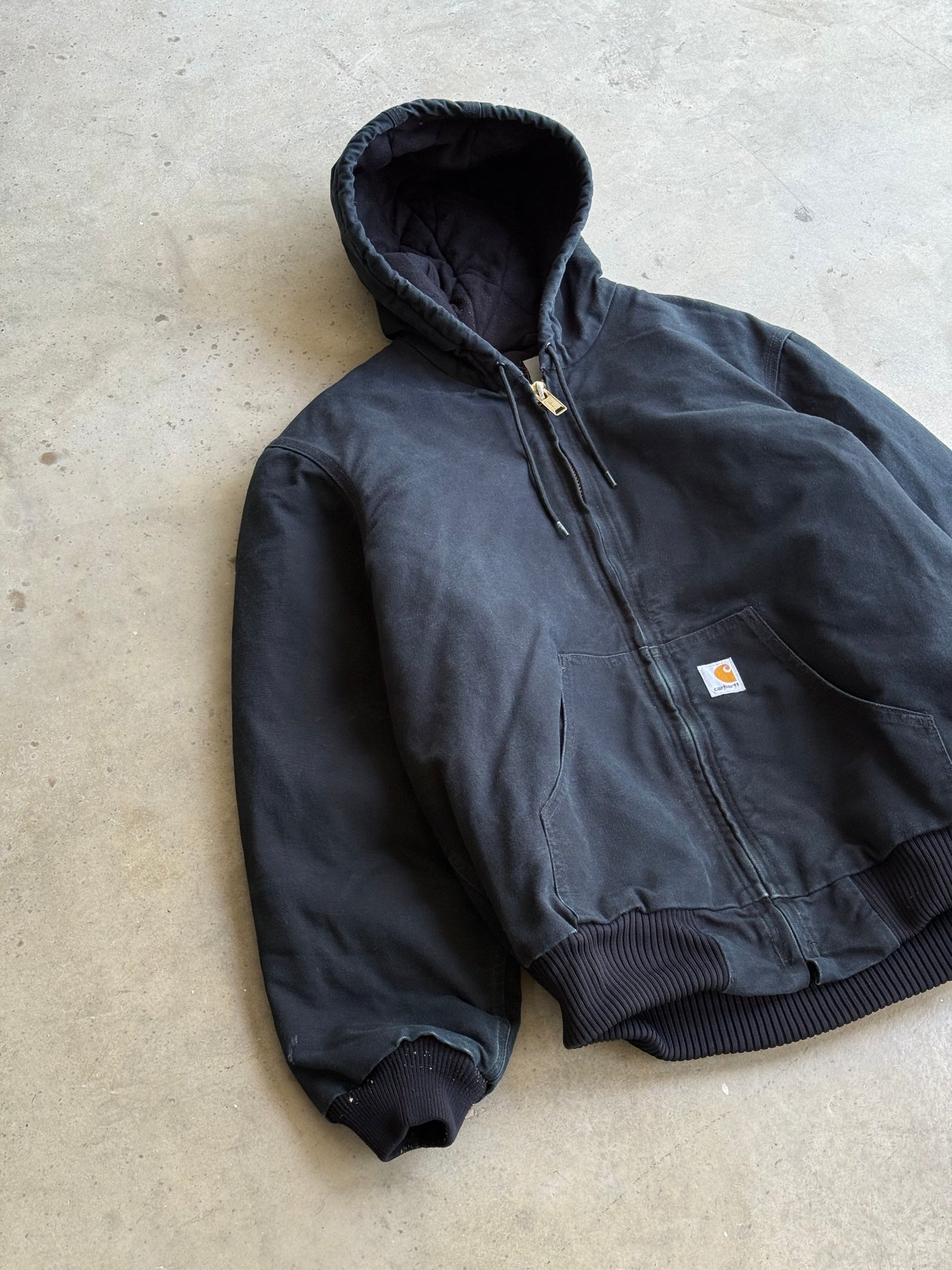 Vintage Black Hooded Charhartt Jacke - XL
