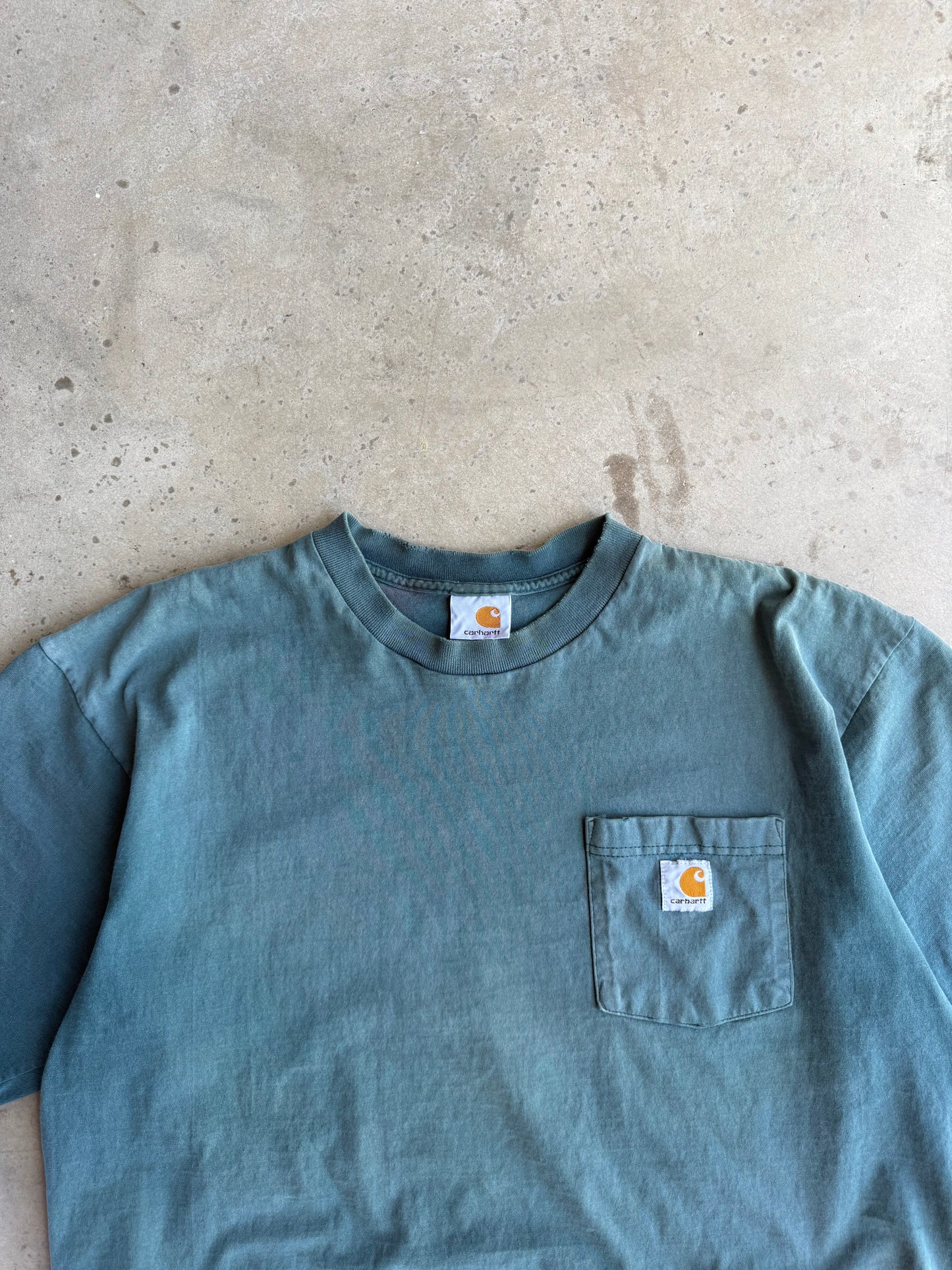 Vintage Faded Green 90s Carhartt Tee - L