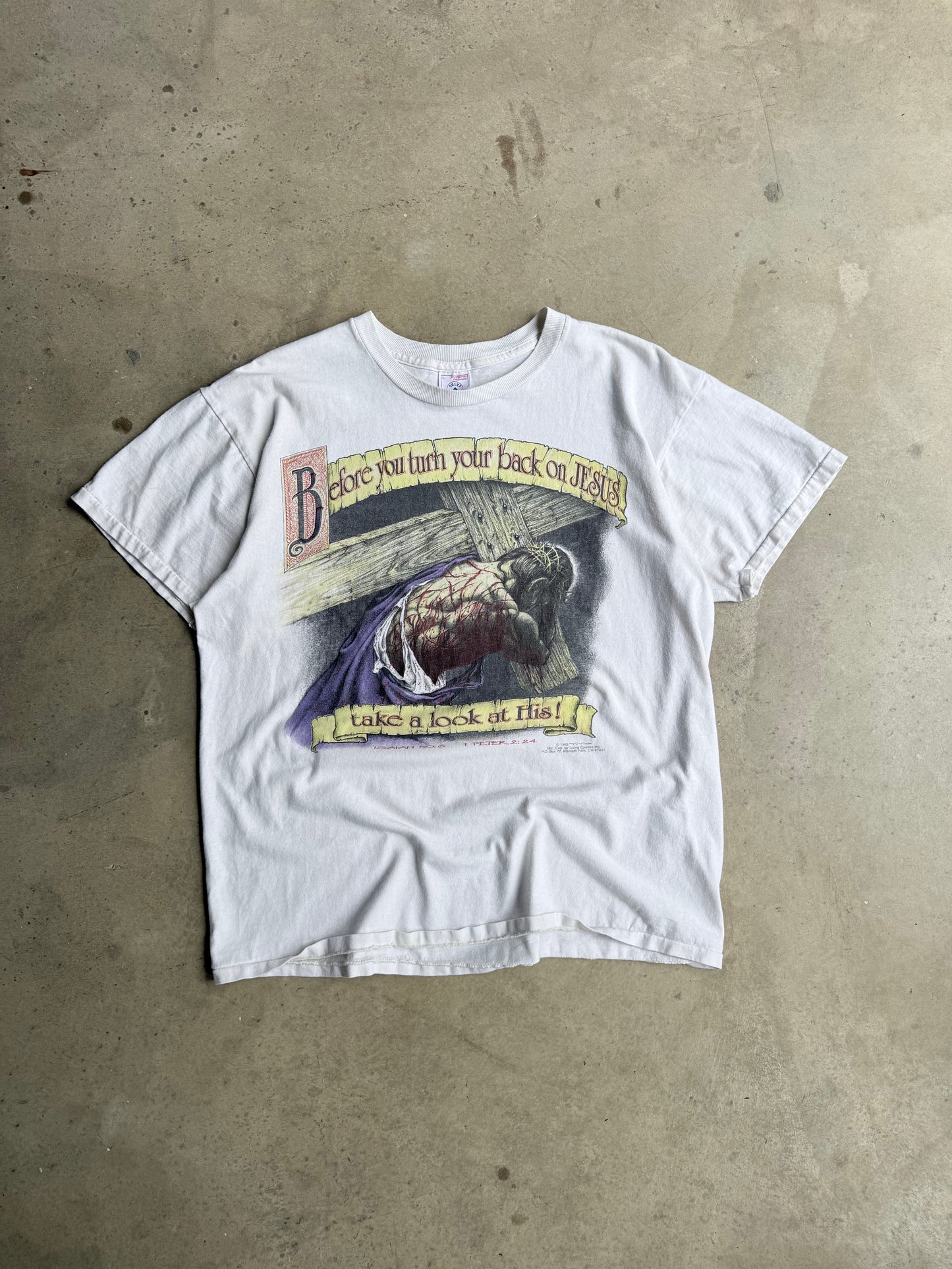 Vintage Before You Turn Your Back On Jesus Tee - L