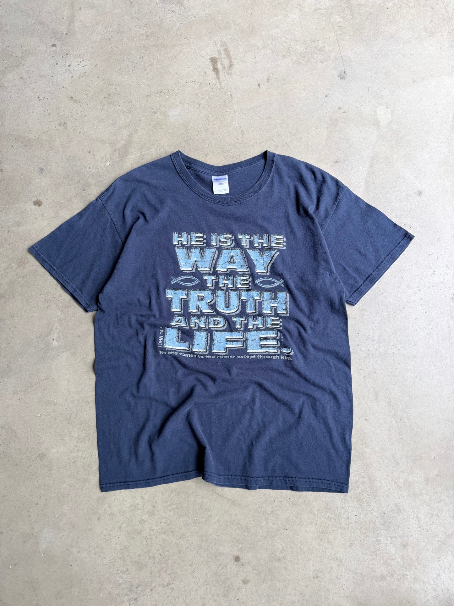 Vintage Blue The Way The Truth In The Life Tee - L