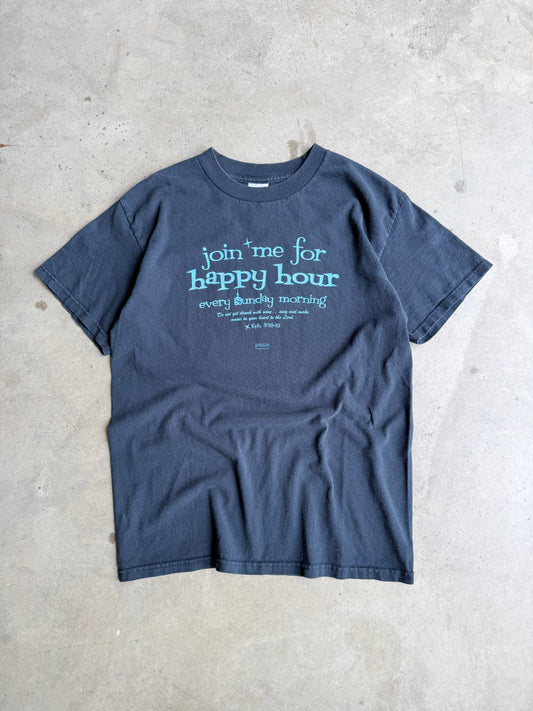 Vintage Happy Hour Every Sunday Tee - M