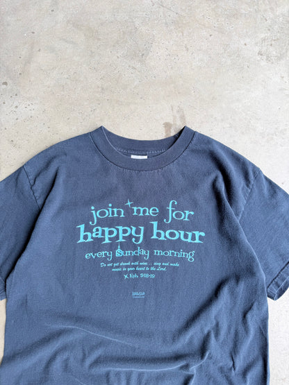 Vintage Happy Hour Every Sunday Tee - M