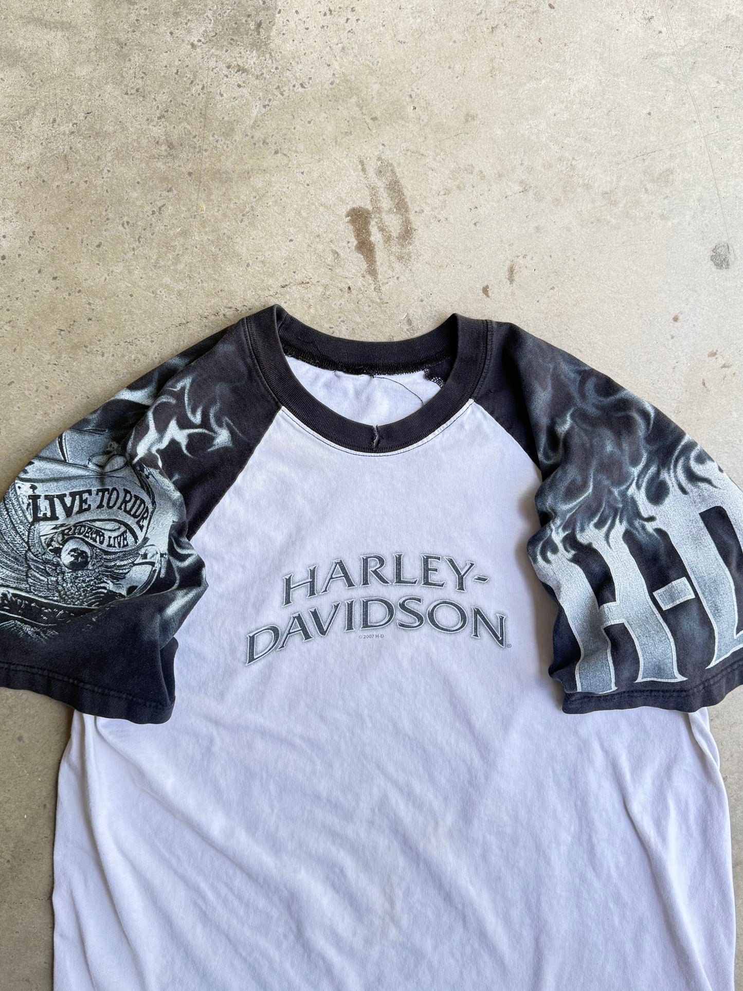 Vintage Harley Davidson 3/4 Sleeve Tee - L