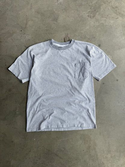 Vintage 90s Grey Pinstripe Tee - L
