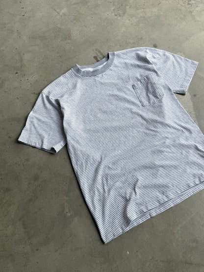 Vintage 90s Grey Pinstripe Tee - L
