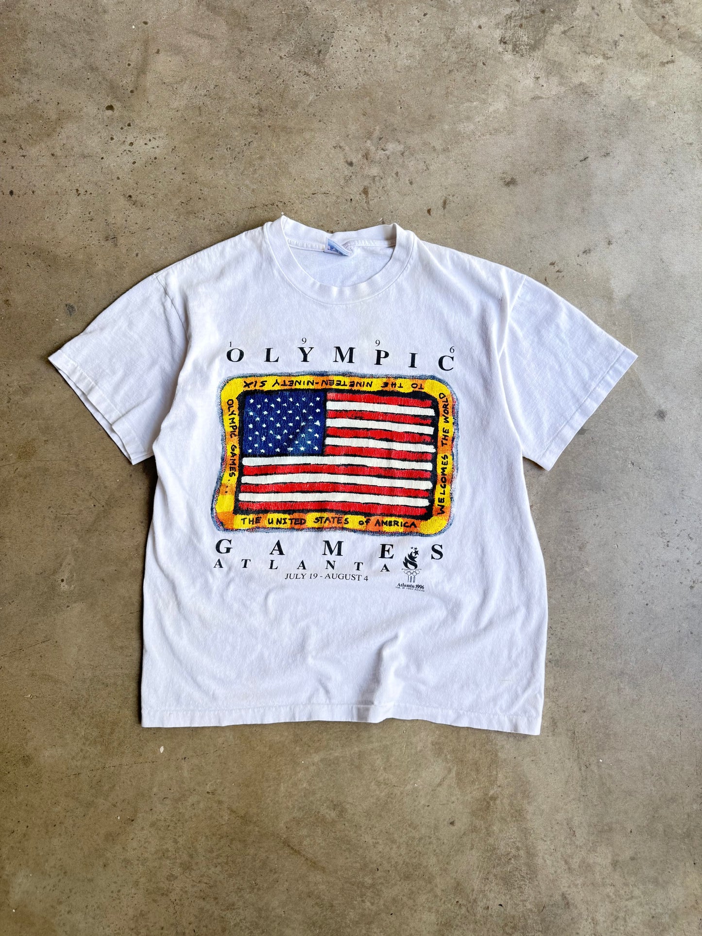 Vintage Olympics American Flag Tee - L