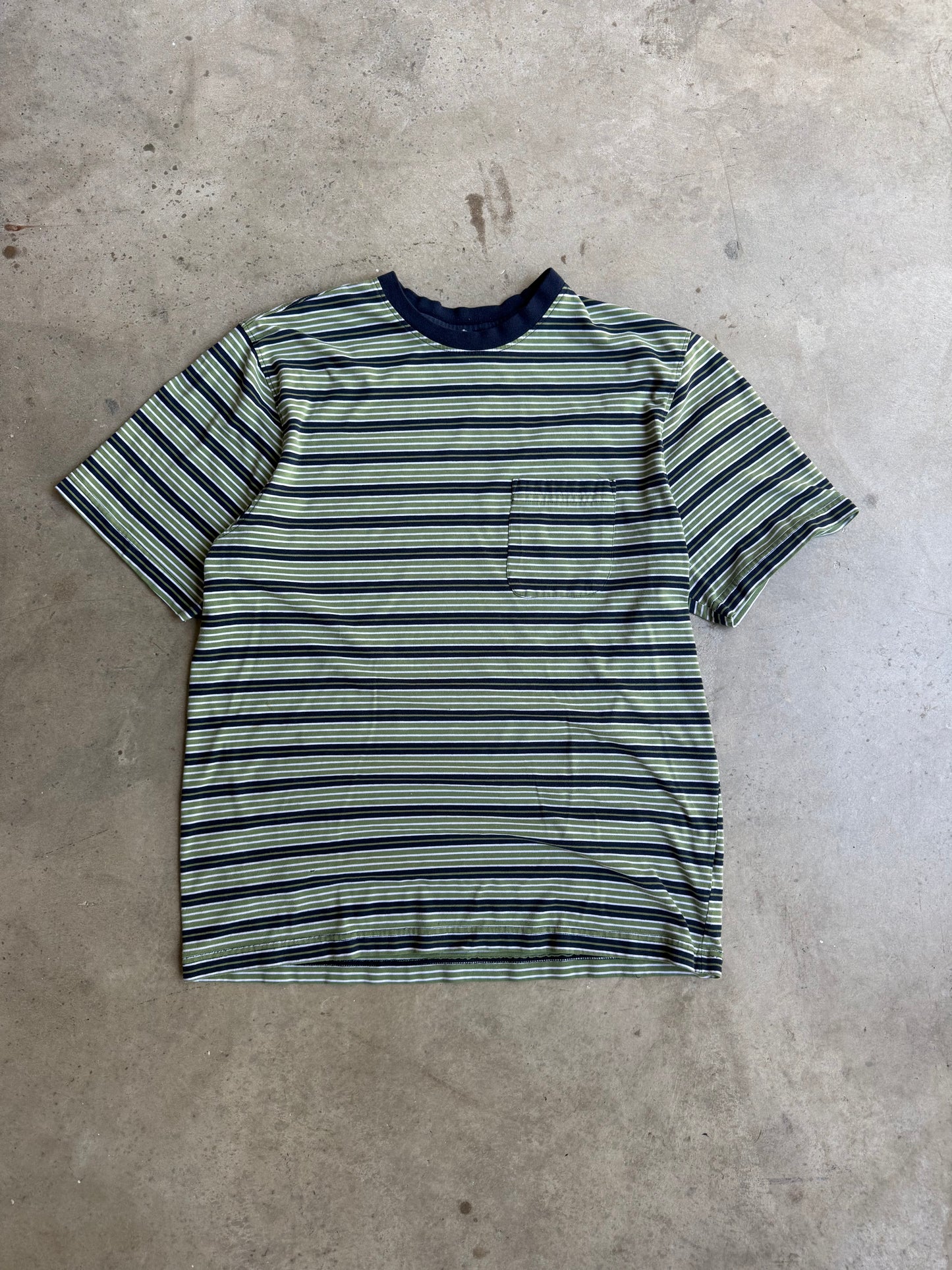 Vintage Green Pinstripe Tee - L