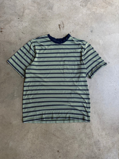 Vintage Green Pinstripe Tee - L