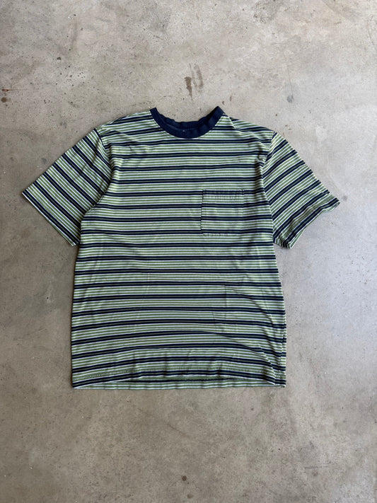 Vintage Green Pinstripe Tee - L