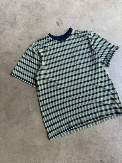 Vintage Green Pinstripe Tee - L