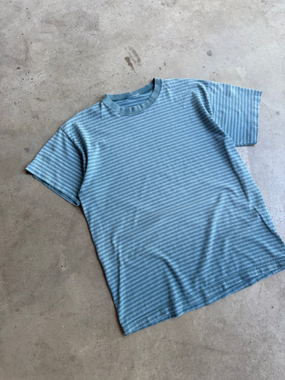 Vintage 90s Blue Pinstripe Tee - L