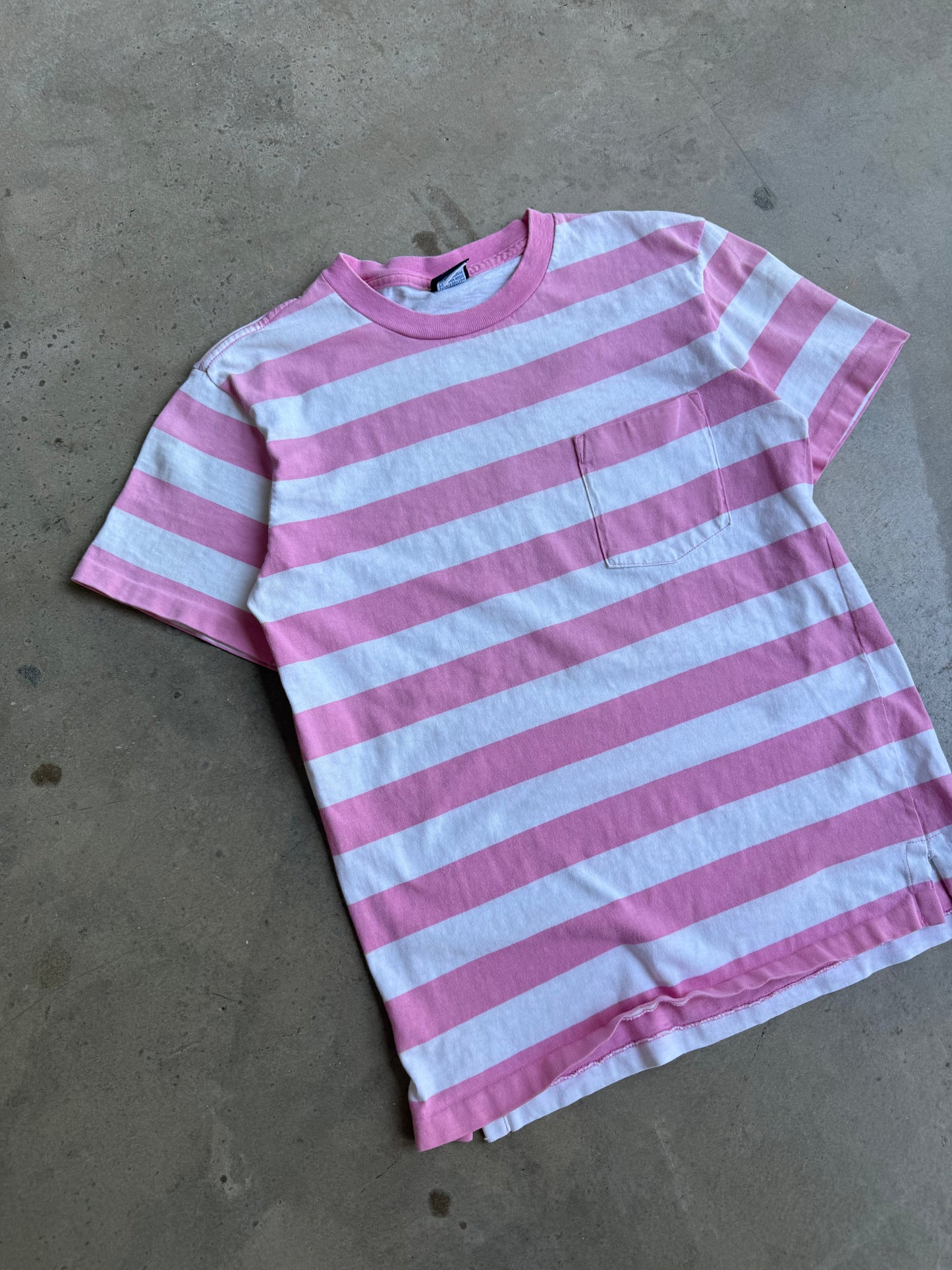 Vintage 90s Pink Striped Tee - S