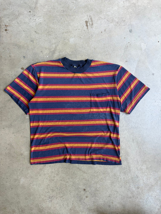 Vintage 90s Striped Tee - L