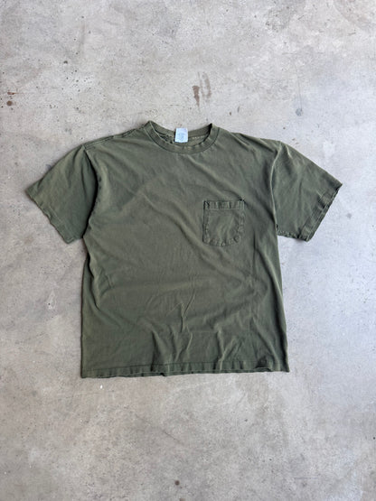 Vintage 90s Distressed Olive Green Gap Pocket Tee - L