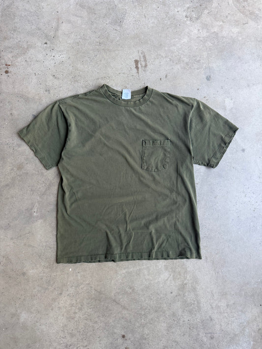 Vintage 90s Distressed Olive Green Gap Pocket Tee - L
