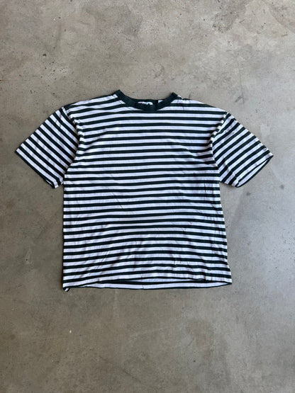 Vintage 90s Fila Green Pinstripe Tee - M