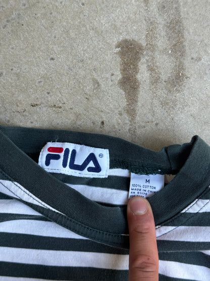 Vintage 90s Fila Green Pinstripe Tee - M