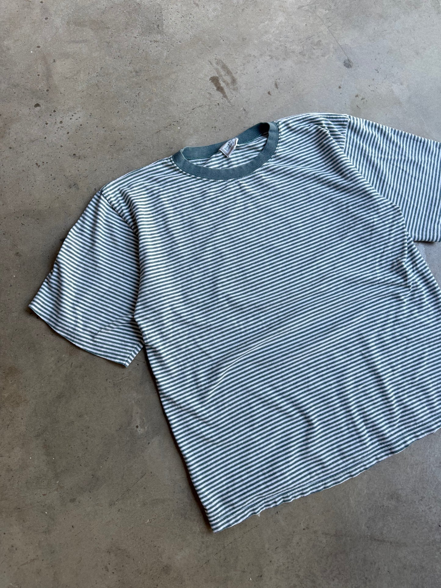 Vintage 90s Green Pinstripe Tee - L