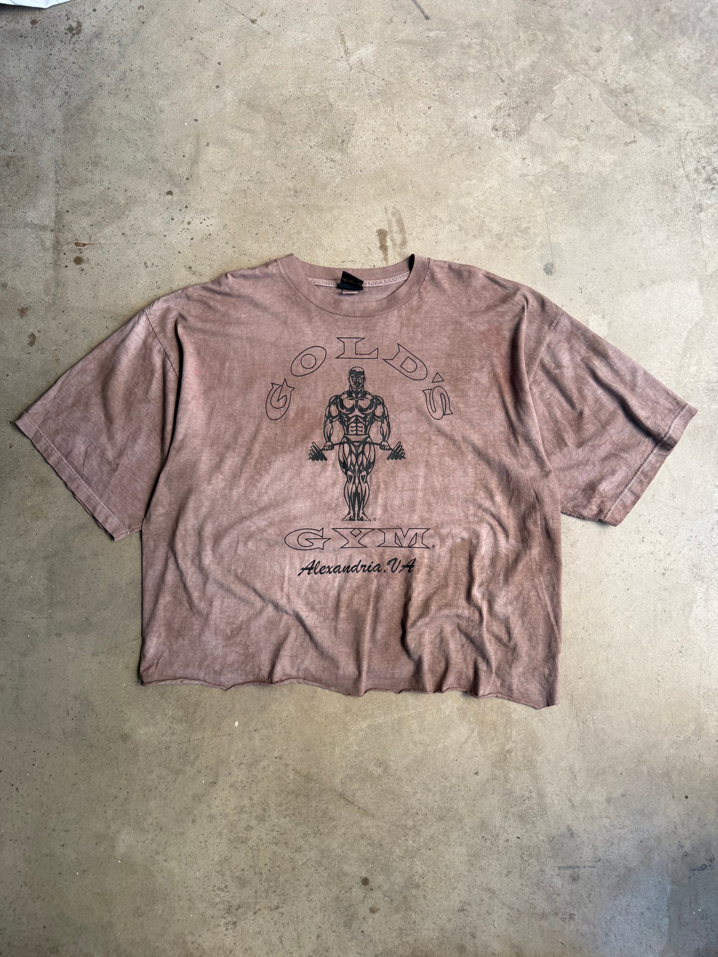 Vintage Brown Gold Gym Cropped Tee - XXL
