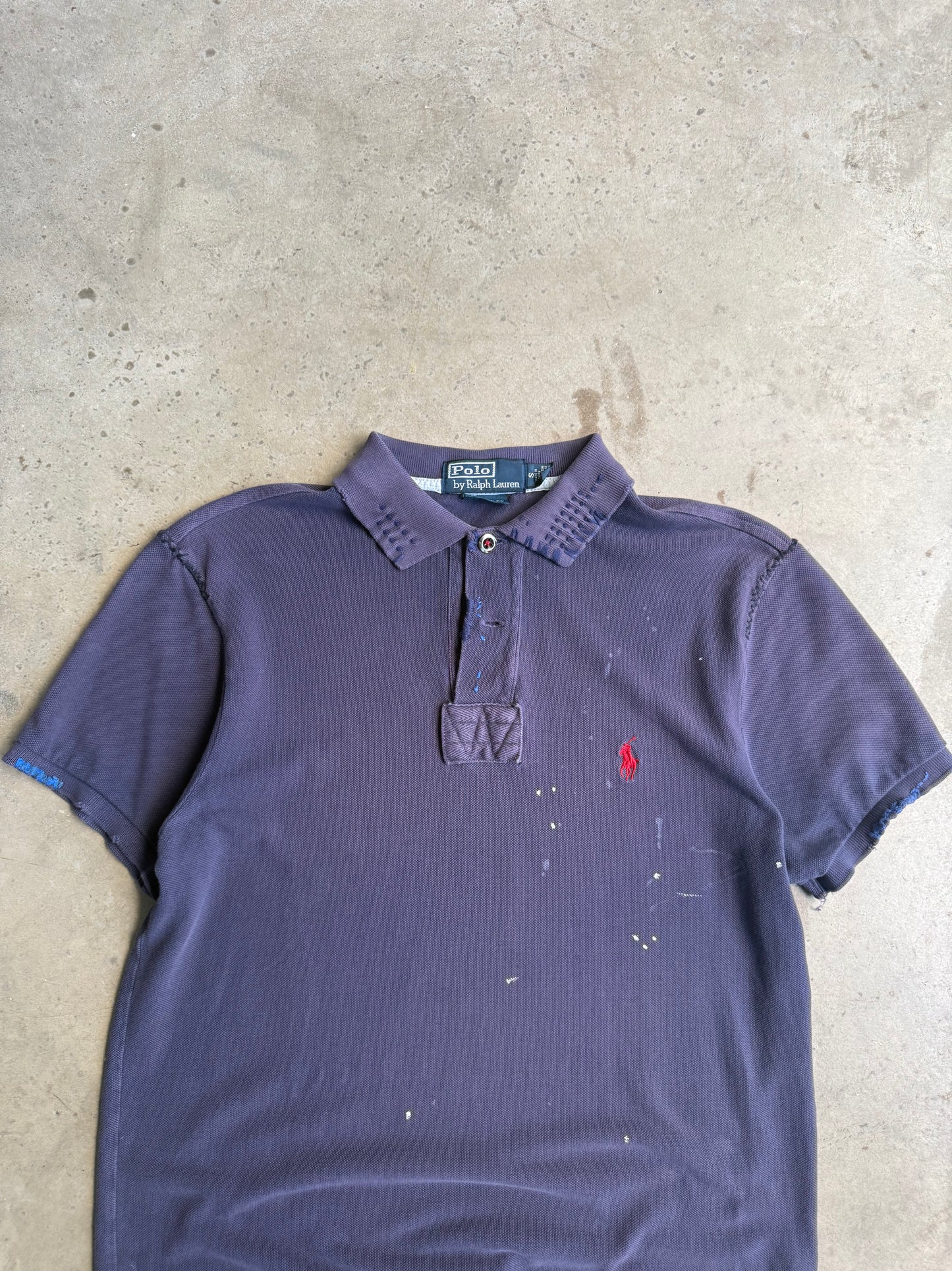 Vintage Polo Ralph Lauren Paint Splatter Tee (Missing Button) - S