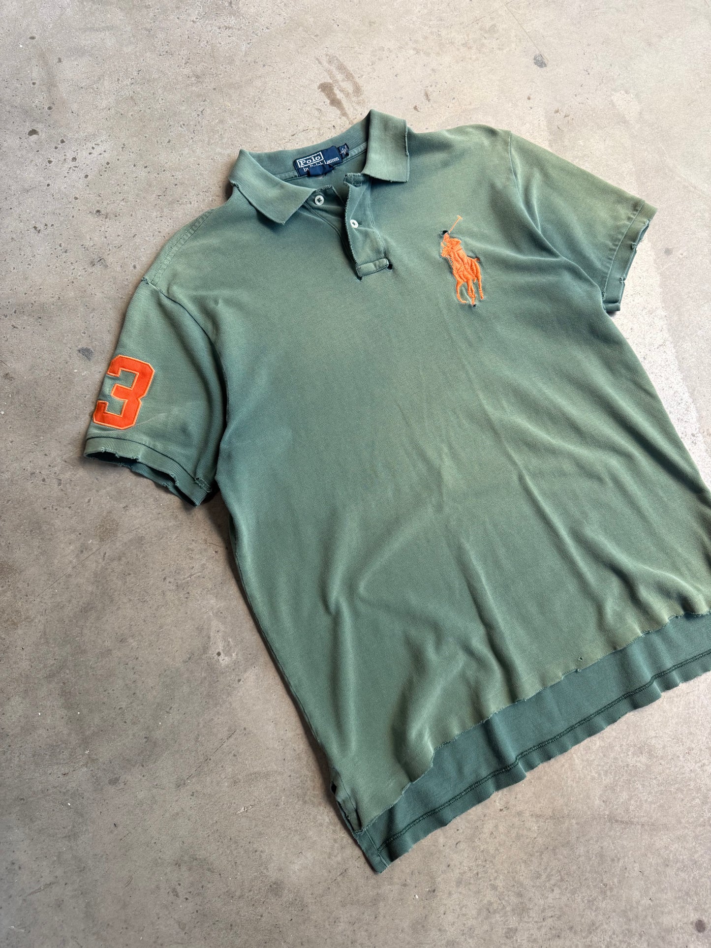 Vintage Faded Green Ralph Lauren Big Pony Tee - L